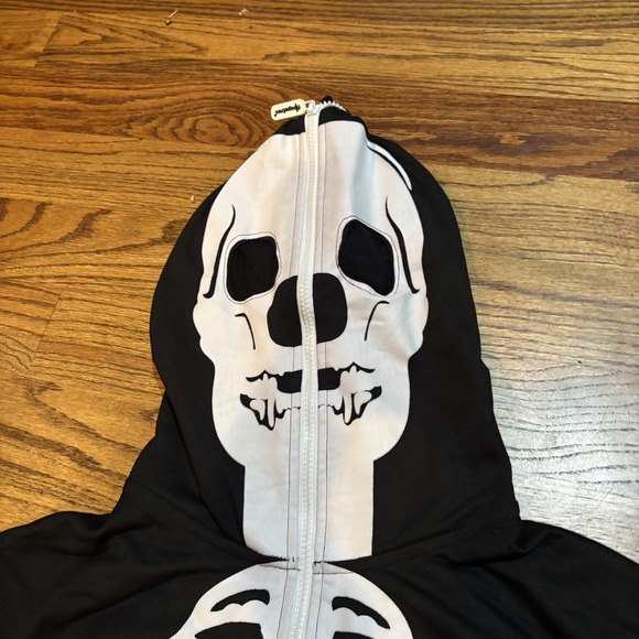 TIPSY ELVES ONE PIECE ZIP UP MASK SKELETON JUMPSUIT Unisex Size XL HALLOWEEN - Picture 4 of 14